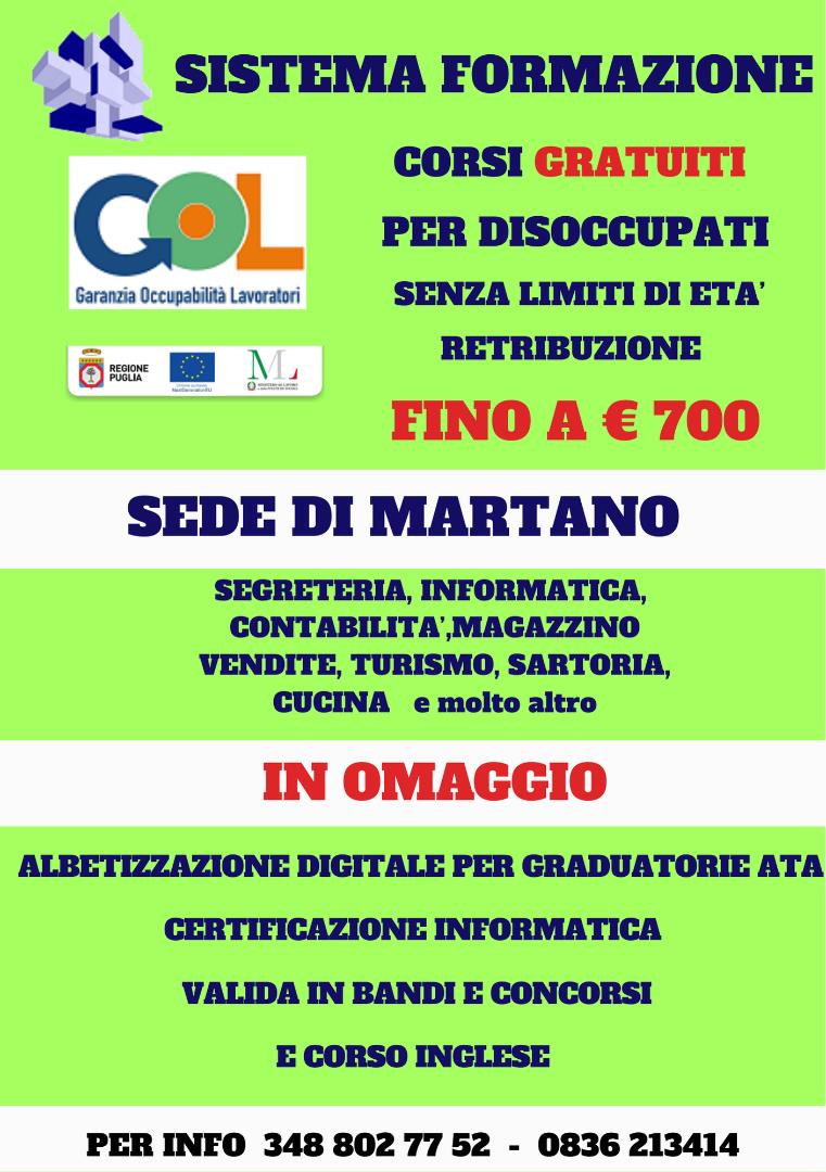 notizia in categoria GOL: Corsi gratuiti programma GOL Puglia