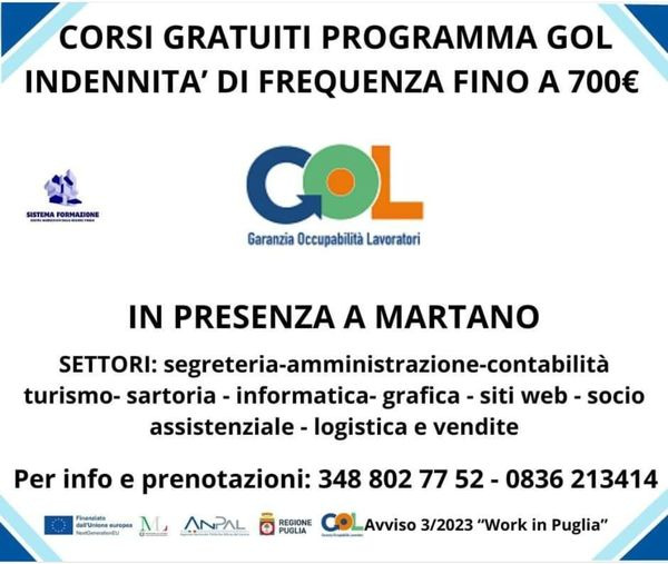 notizia in categoria GOL: Corsi gratuiti programma GOL Puglia